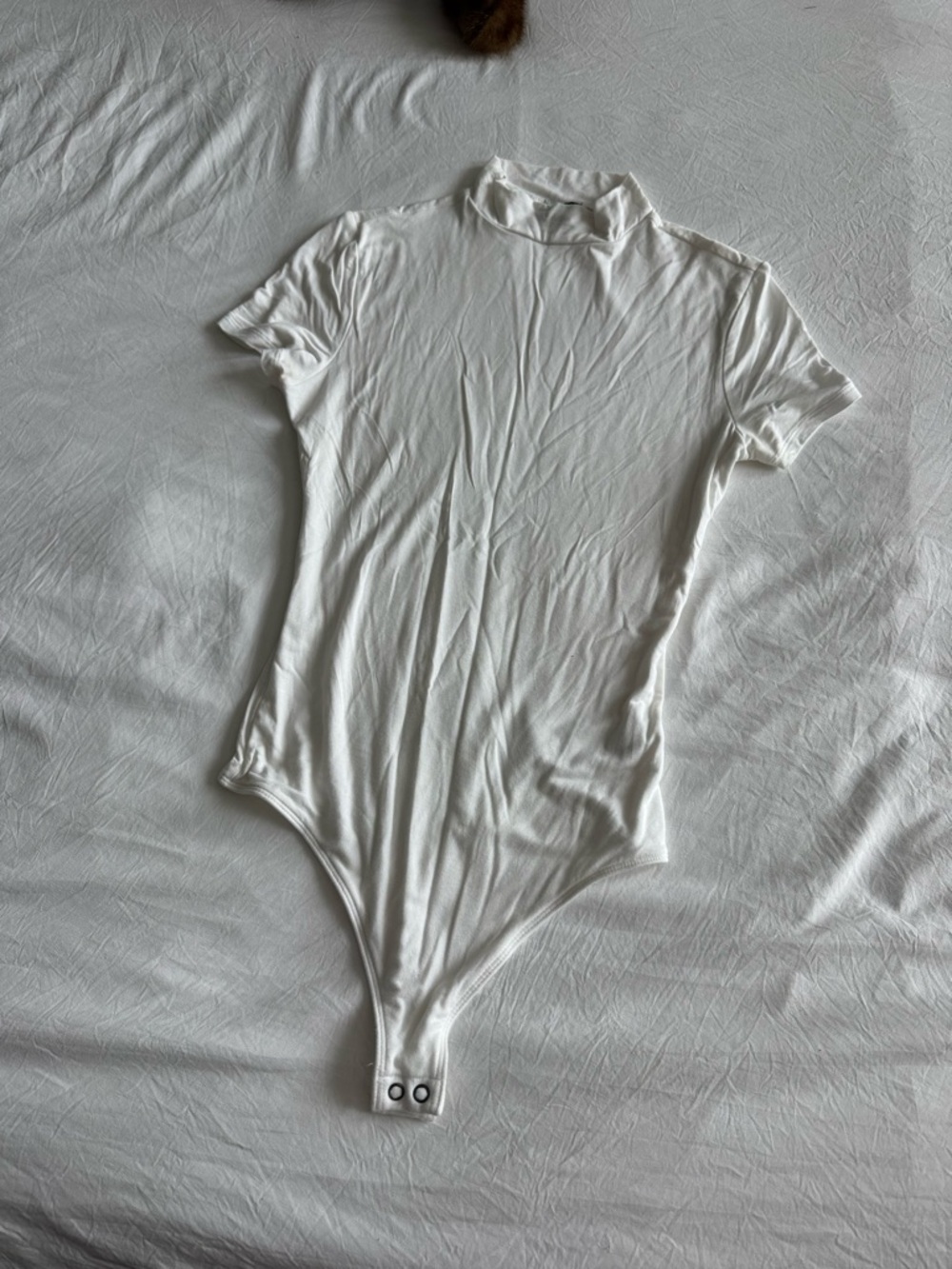 Express White Short Sleeve Mock Neck Bodysuit